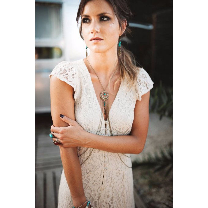 AELIA Bijou de corps en laiton et Jade turquoise-body chain with gemstone