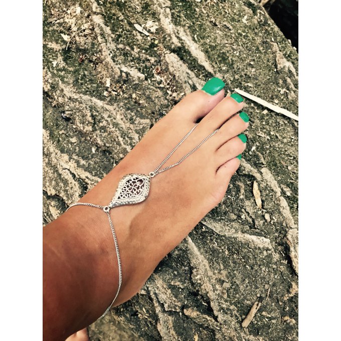 Bijou de pied en acier inoxydable avec connecteur arabesque-Foot jewel