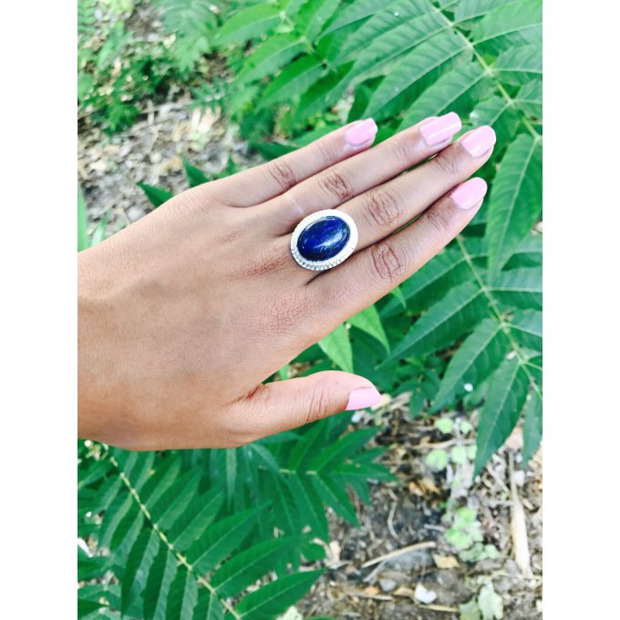 Bague en plaqué argent et lapiz lazuli