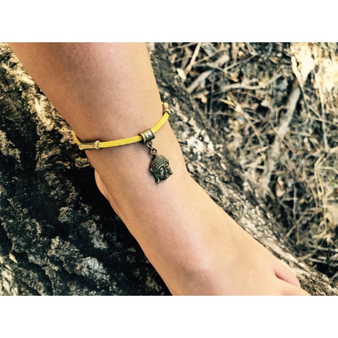 Chevillère en cordon de suédine avec un Bouddha