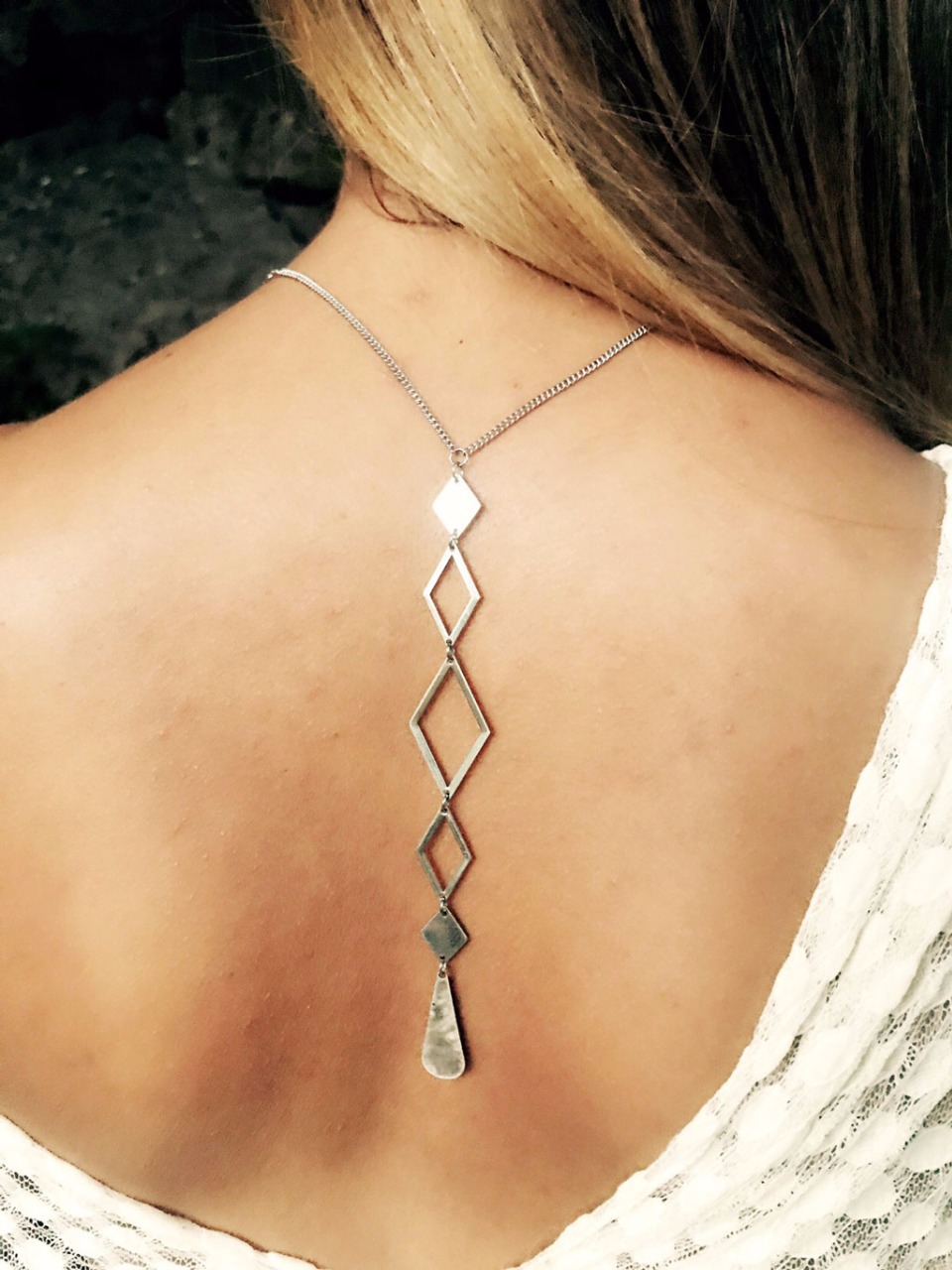 ANASTASIA Bijou de dos acier inoxydable et cristal de roche- back jewel with gemstone