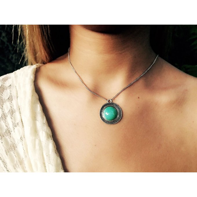 ALANA Bijou de dos en acier inoxydable et turquoises- back jewel with gemstone