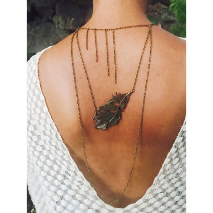 ANOUSHCKA bijou de dos avec plume-back jewel